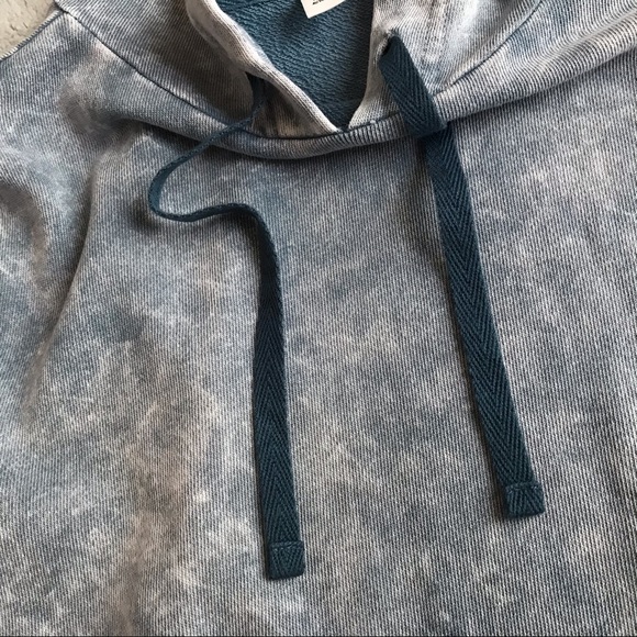 BP Hooded Drawstring Sweatshirt Acid Wash Blue XXS - Picture 6 of 9